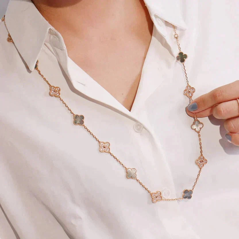 [Clover]CLOVER 20 MOTIFS DARK MOP DIAMOND  NECKLACE