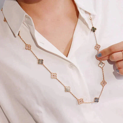 [Clover]CLOVER 20 MOTIFS DARK MOP DIAMOND  NECKLACE