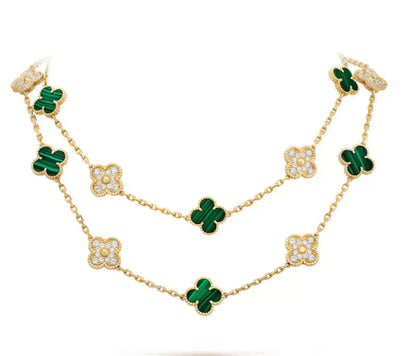 [Clover]CLOVER 20 MOTIFS MALACHITE DIAMOND NECKLACE