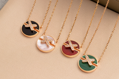 [Clover]JEUX DE PINK GOLD DIAMOND NECKLACE