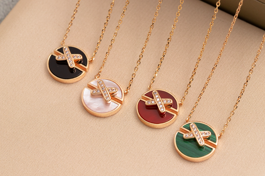 [Clover]JEUX DE PINK GOLD DIAMOND NECKLACE