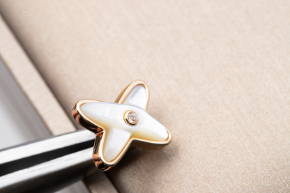 [Clover]JEUX DE WHITE MOP PINK GOLD DIAMOND EARRINGS