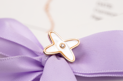 [Clover]JEUX DE WHITE MOP ROSE GOLD DIAMOND EARRINGS