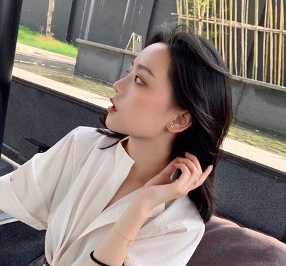 [Clover]JEUX DE WHITE MOP ROSE GOLD DIAMOND EARRINGS