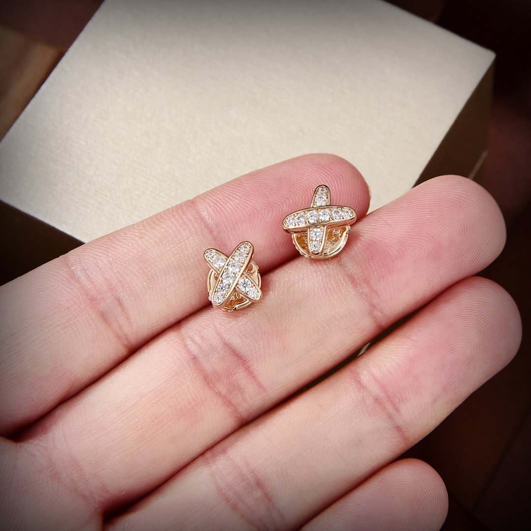 [Clover]JEUX DE GOLD DIAMOND EARRINGS
