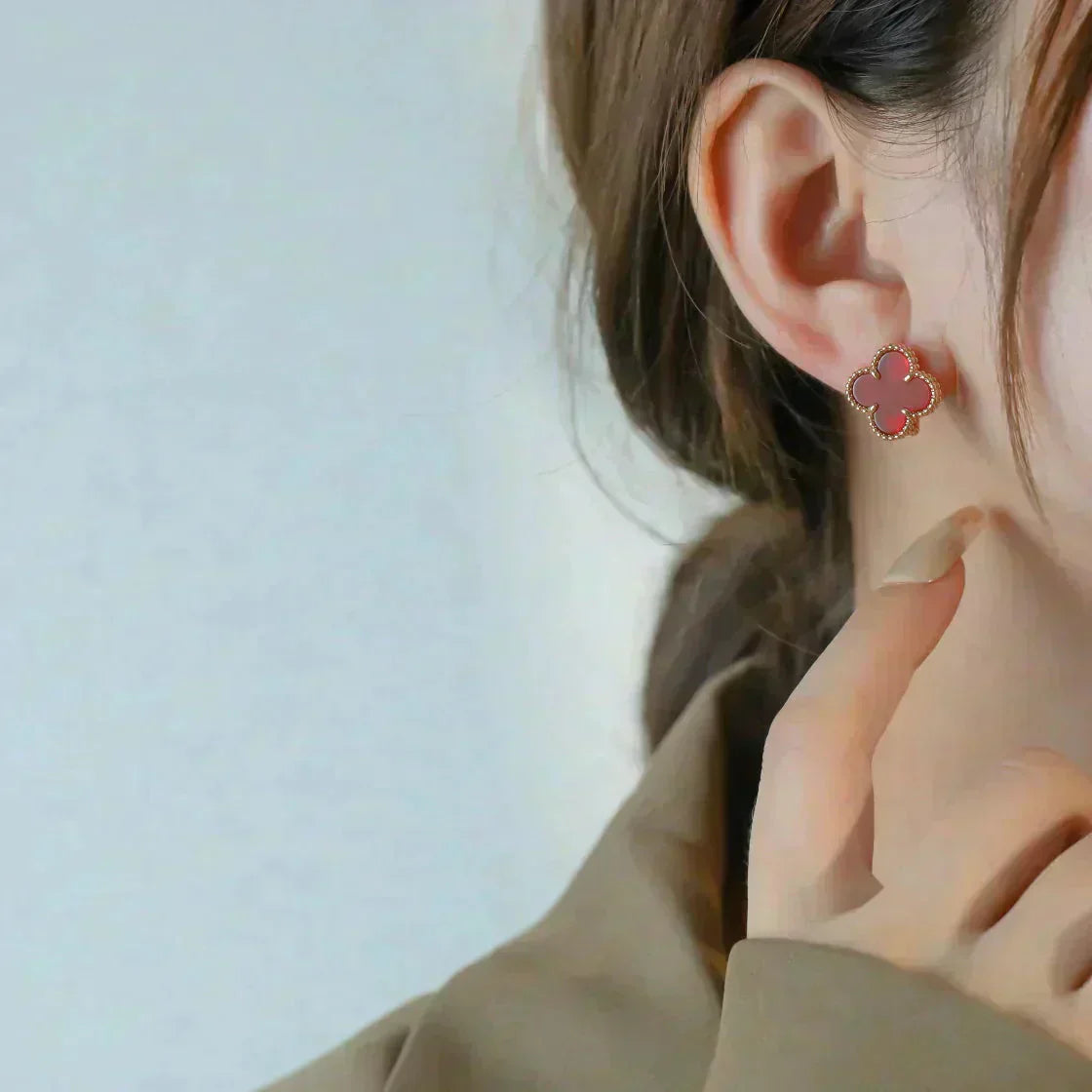 [Clover]CLOVER MEDIUM 1 MOTIFS CARNELIAN  EARRINGS