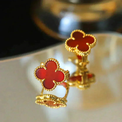 [Clover]CLOVER MEDIUM 1 MOTIFS CARNELIAN  EARRINGS