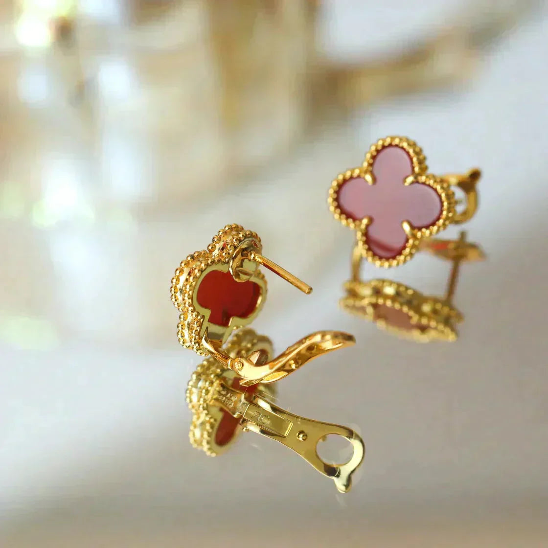 [Clover]CLOVER MEDIUM 1 MOTIFS CARNELIAN  EARRINGS