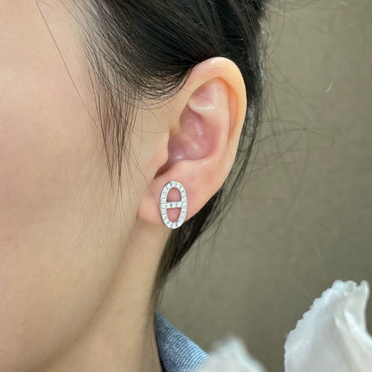 [Clover]HM FULL DIAMOND PIG NOSE STUD EARRINGS