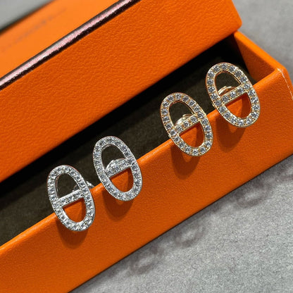 [Clover]HM FULL DIAMOND PIG NOSE STUD EARRINGS