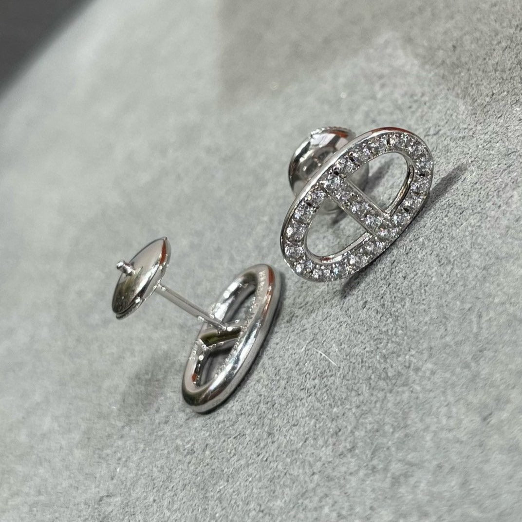 [Clover]HM FULL DIAMOND PIG NOSE STUD EARRINGS