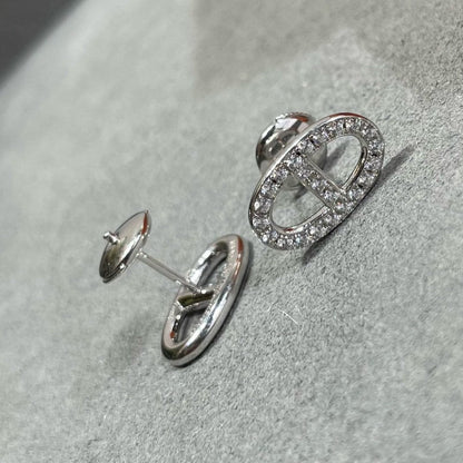[Clover]HM FULL DIAMOND PIG NOSE STUD EARRINGS
