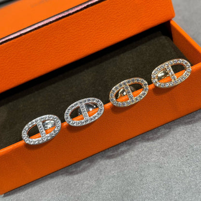 [Clover]HM FULL DIAMOND PIG NOSE STUD EARRINGS