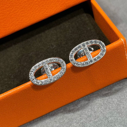 [Clover]HM FULL DIAMOND PIG NOSE STUD EARRINGS