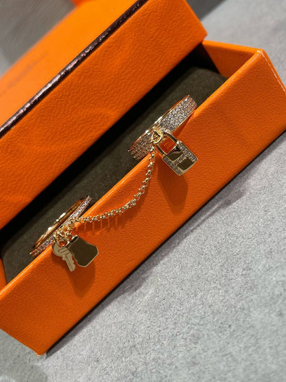 [Clover]HM KELLY CLOCHETTE DOUBLE RING IN  WITH DIAMONDS