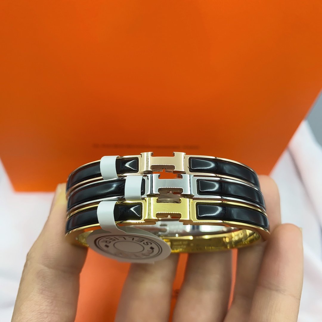 [Clover]CLASSIC HM CLIC BLACK 8MM ENAMEL BRACELET