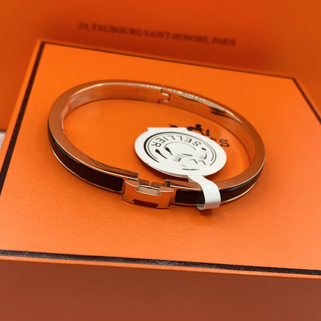 [Clover]CLASSIC HM CLIC BLACK 8MM ENAMEL BRACELET