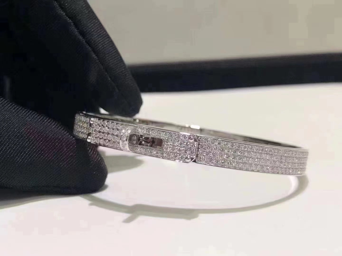 [Clover]HM KELLY BRACELET IN SILVER AND FULL PAVE DIAMOND