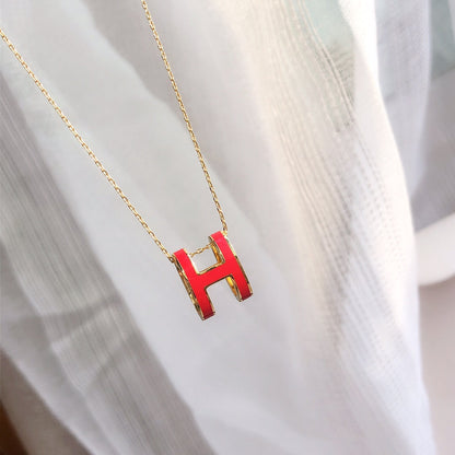 [Clover]HM CLIC RED ENAMEL GOLD NECKLACE
