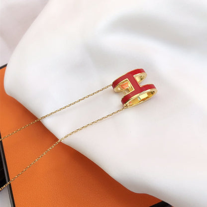 [Clover]HM CLIC RED ENAMEL GOLD NECKLACE