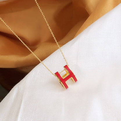 [Clover]HM CLIC RED ENAMEL GOLD NECKLACE