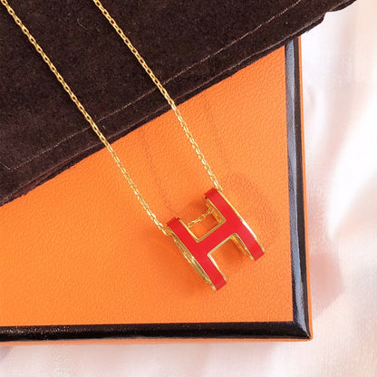 [Clover]HM CLIC RED ENAMEL GOLD NECKLACE