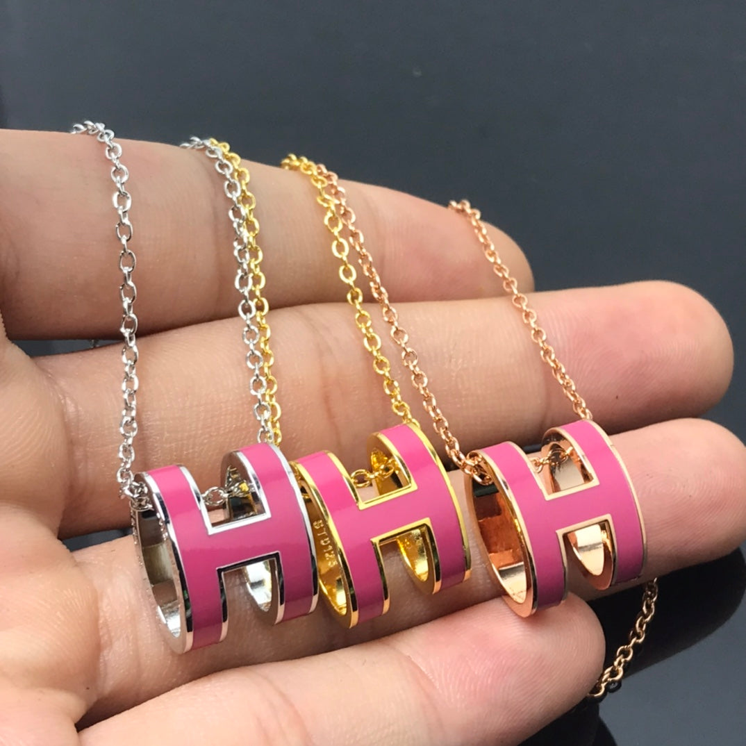 [Clover]H NECKLACE PINK