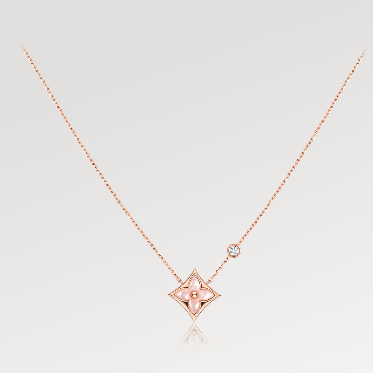 [Clover]STAR PINK MOP 1 DIAMOND PINK GOLD NECKLACE