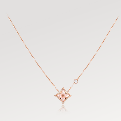 [Clover]STAR PINK MOP 1 DIAMOND PINK GOLD NECKLACE