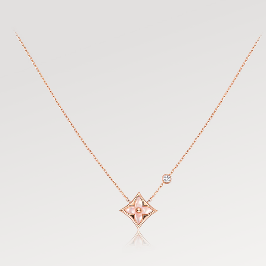 [Clover]STAR PINK MOP 1 DIAMOND PINK GOLD NECKLACE