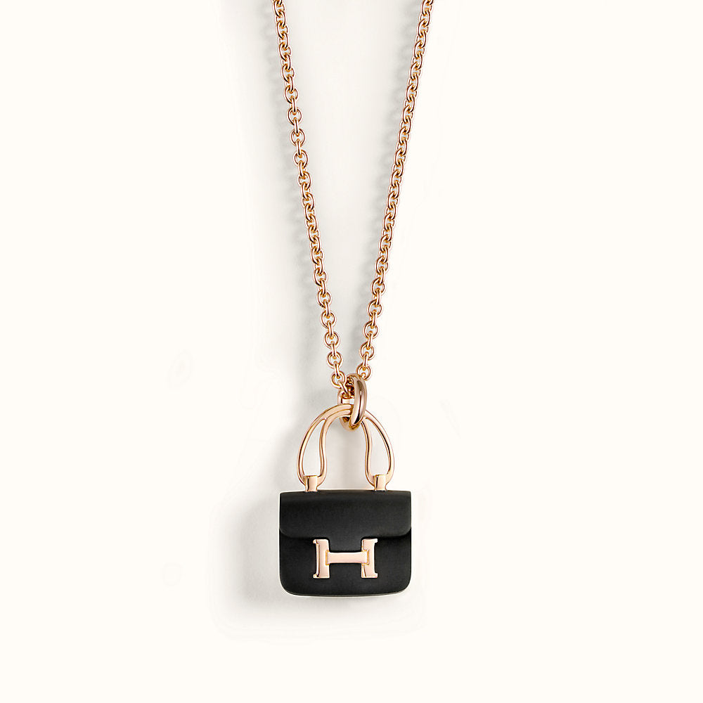[Clover]CONSTANCE BLACK PEDANT PINK GOLD NECKLACE