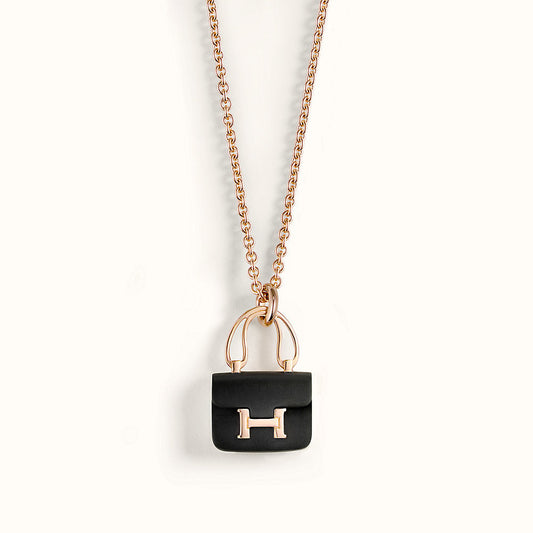 [Clover]CONSTANCE BLACK PEDANT PINK GOLD NECKLACE