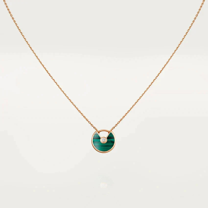 [Clover]AMULETTE ROSE GOLD MALACHITE NECKLACE