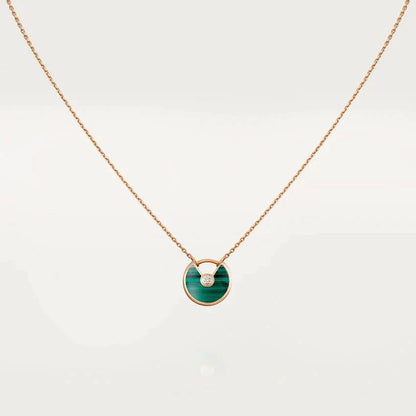 [Clover]AMULETTE ROSE GOLD MALACHITE NECKLACE