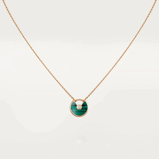 [Clover]AMULETTE ROSE GOLD MALACHITE NECKLACE