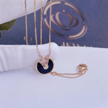 [Clover]AMULETTE ROSE GOLD ONYX NECKLACE