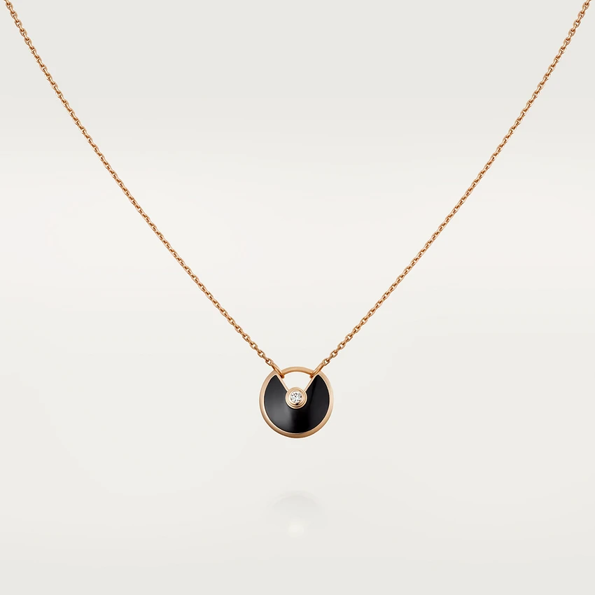 [Clover]AMULETTE ROSE GOLD ONYX NECKLACE