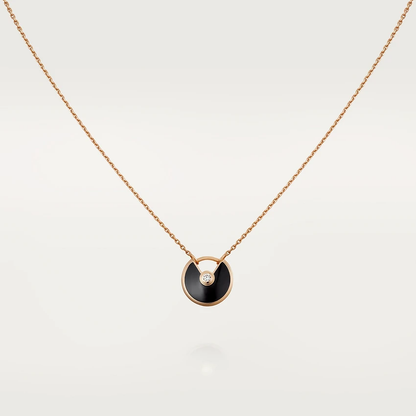 [Clover]AMULETTE ROSE GOLD ONYX NECKLACE
