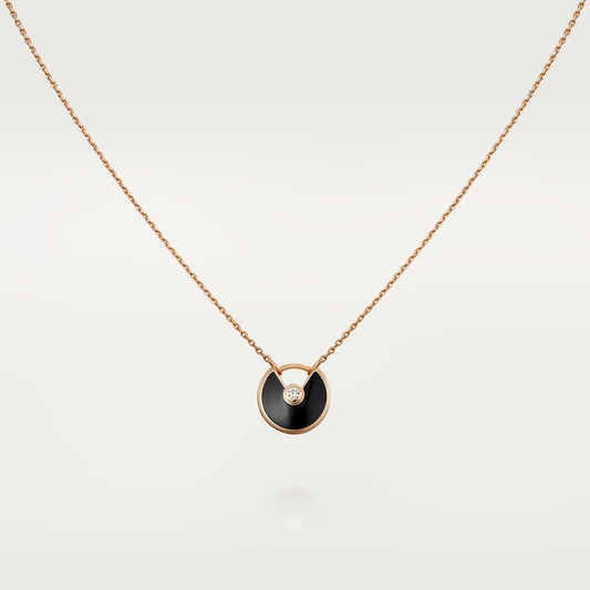 [Clover]AMULETTE ROSE GOLD ONYX NECKLACE