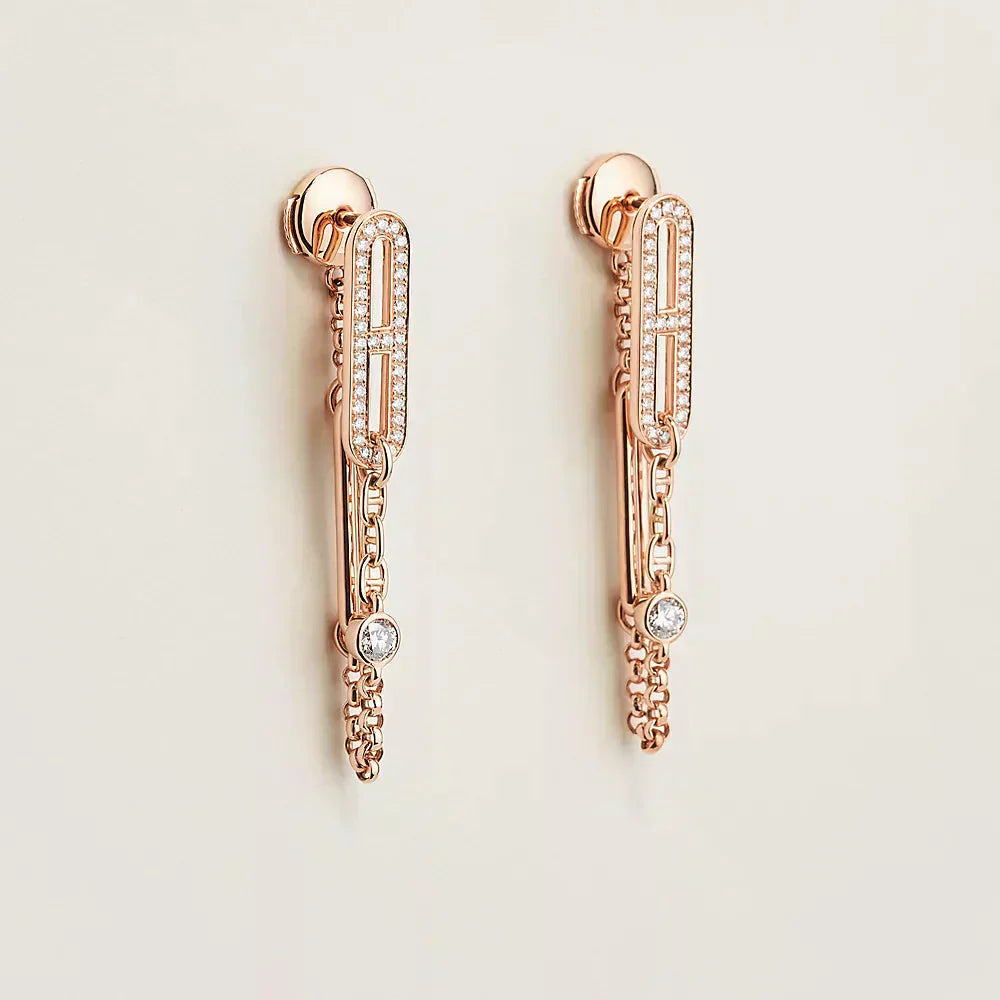 [Clover]CHAINE CHAOS DIAMOND DROP EARRINGS