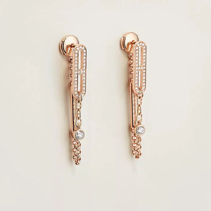 [Clover]CHAINE CHAOS DIAMOND DROP EARRINGS