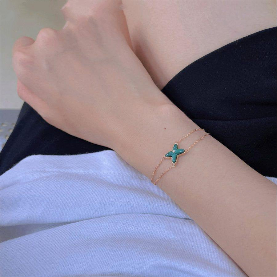 [Clover]JEUX BRACELET MALACHITE PINK GOLD 1 DIAMOND