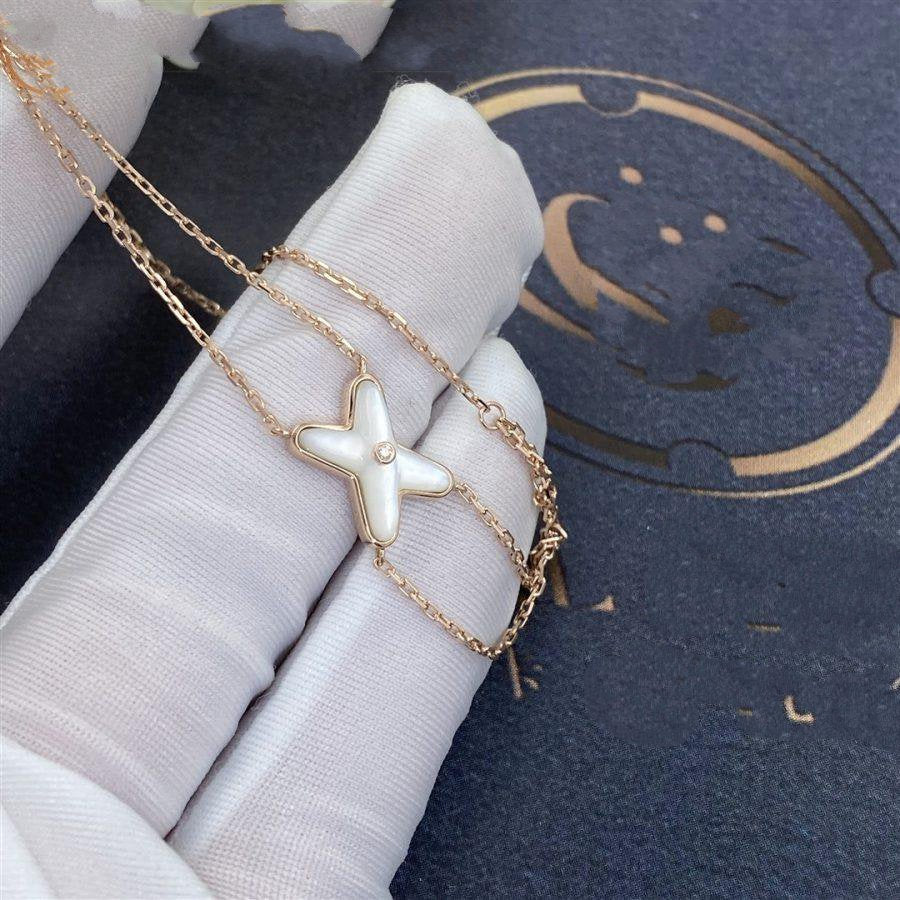 [Clover]JEUX BRACELET WHITE MOP PINK GOLD 1 DIAMOND