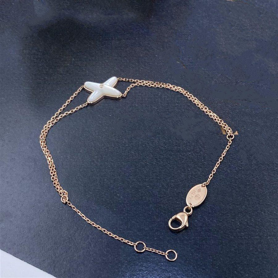 [Clover]JEUX BRACELET WHITE MOP PINK GOLD 1 DIAMOND