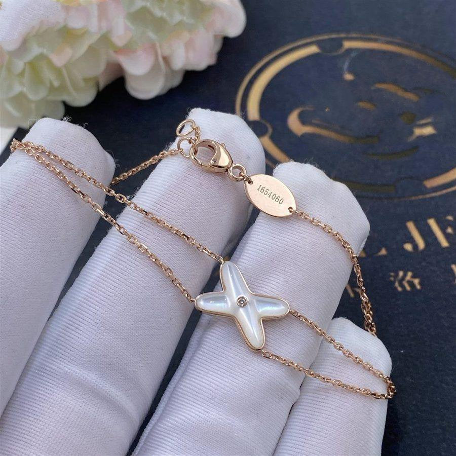 [Clover]JEUX BRACELET WHITE MOP PINK GOLD 1 DIAMOND