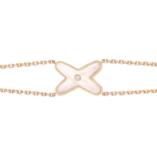 [Clover]JEUX BRACELET WHITE MOP PINK GOLD 1 DIAMOND