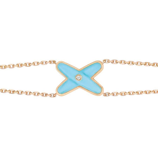 [Clover]JEUX BRACELET TURQUOISE PINK GOLD 1 DIAMOND