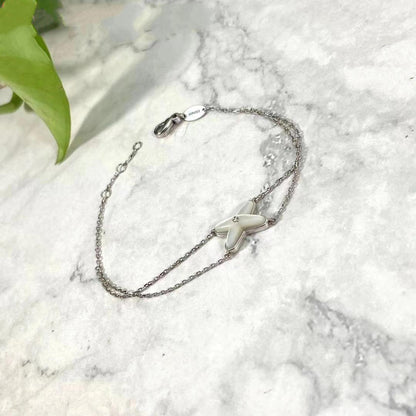 [Clover]JEUX BRACELET WHITE MOP SILVER 1 DIAMOND
