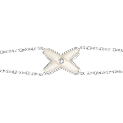 [Clover]JEUX BRACELET WHITE MOP SILVER 1 DIAMOND