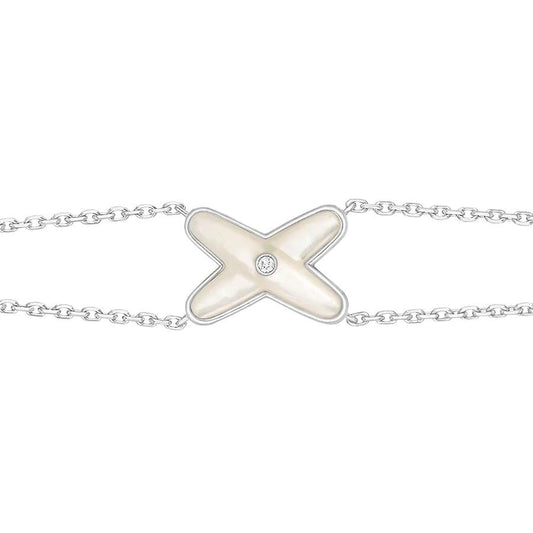 [Clover]JEUX BRACELET WHITE MOP SILVER 1 DIAMOND